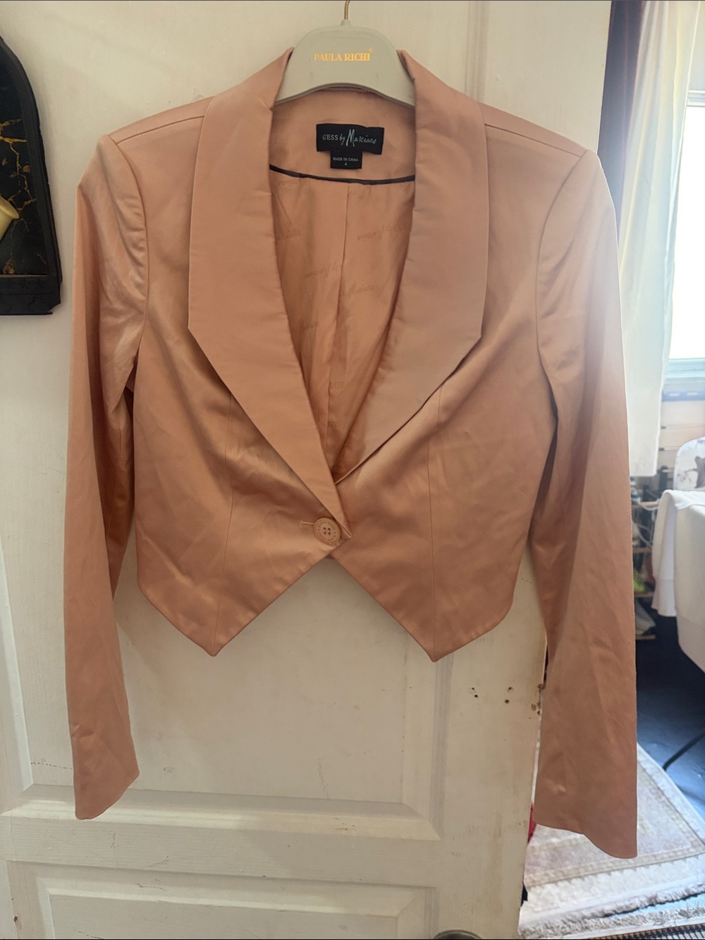 Marciano Blush Cropped Single-Button Blazer